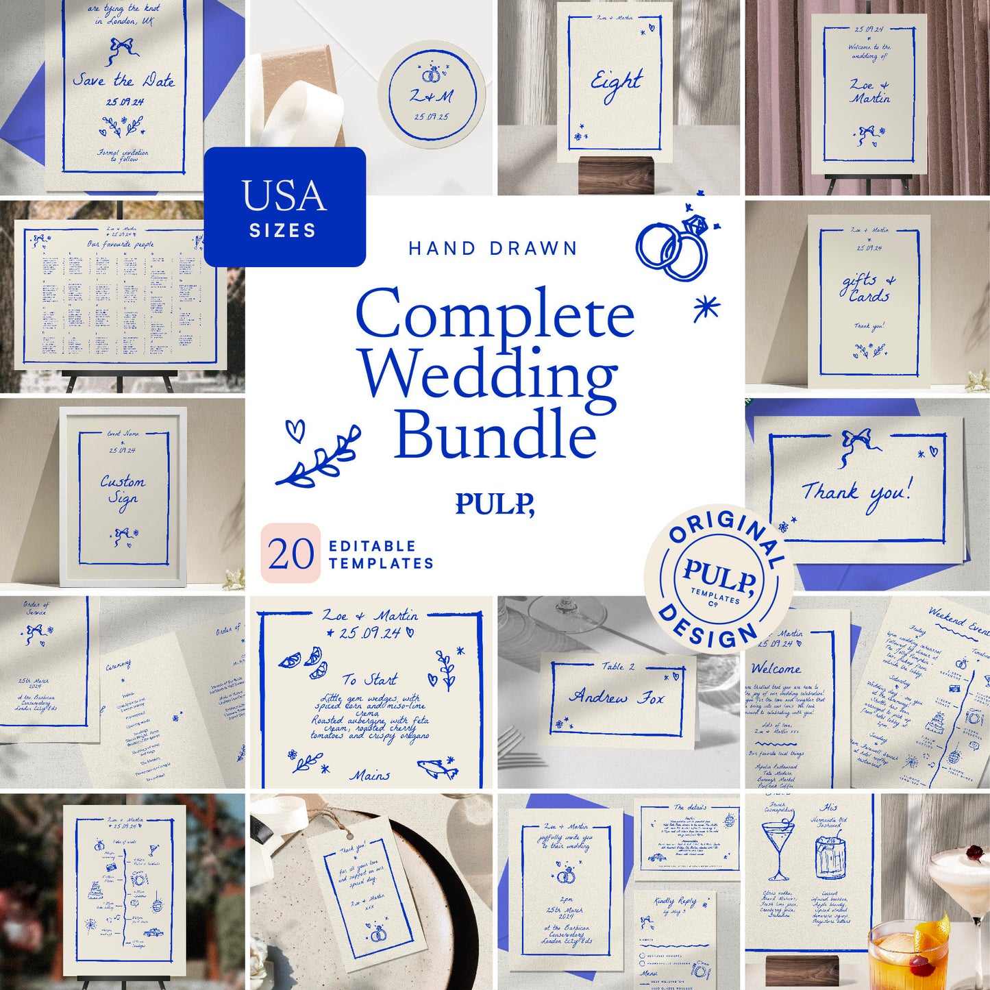 Complete Wedding Bundle templates – Hand drawn 0024