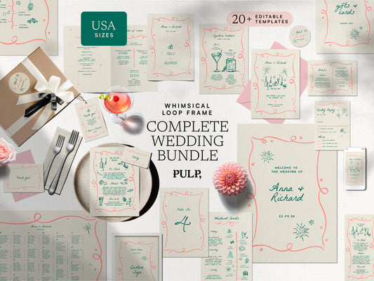Complete Wedding Bundle templates – Loop Frame 0030 (USA sizes)